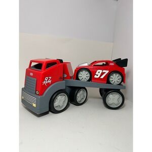 Little Tikes Racing Car Hauler Truck and #97 Red Race Car Toy Set Rugged Rigs